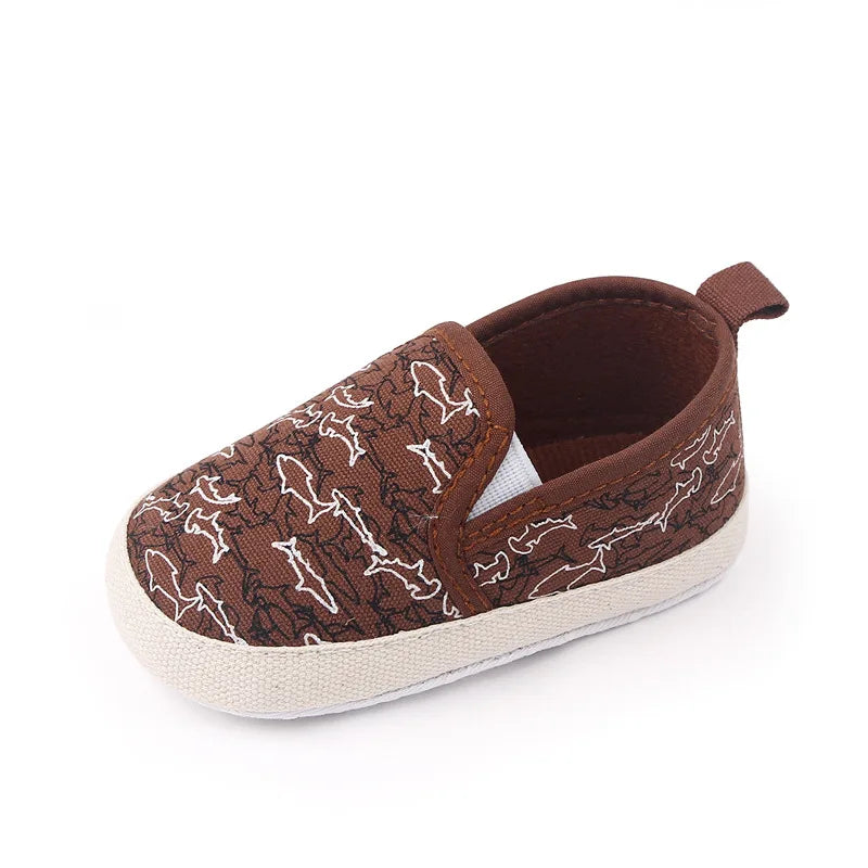 Infant Babies Boys Girls Shoes Soft Sole Canvas Solid Footwear For Newborns Toddler Crib Moccasins Letter Print Anti-Slip Shoes