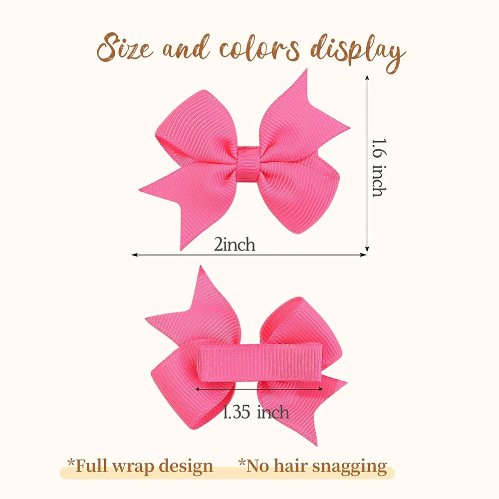 20PCS Newborn Baby Hair Clips 2.2'' Fully Lined Tiny Hair Bows Alligator Clips for Girls Infants Toddlers Photography Props