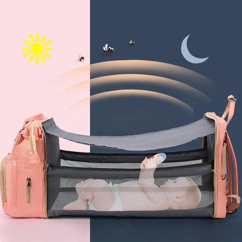 Mommy Diaper Bags Baby Bed Mother Large Capacity Nappy Milk Bottle Backpacks with Changing Mat Convenient Baby Nursing Bags