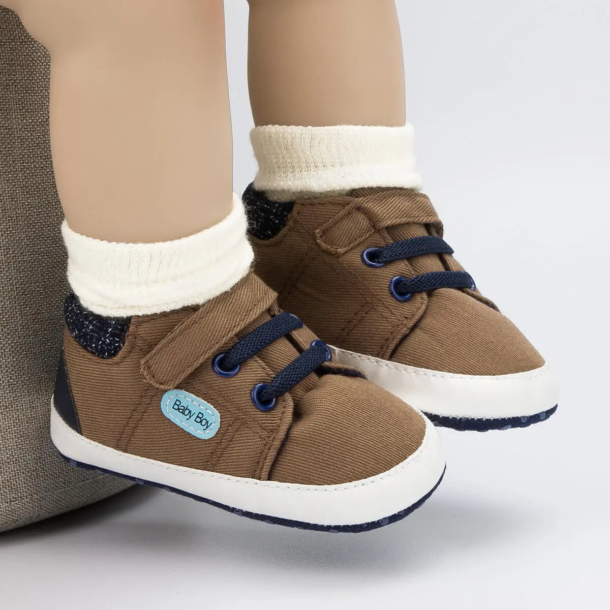 High Tops Baby Boy Casual Sneaker Fashion Versatile Sports Style Toddler Lace Up Cotton Anti-slip Sole First Walker 0-18 Months