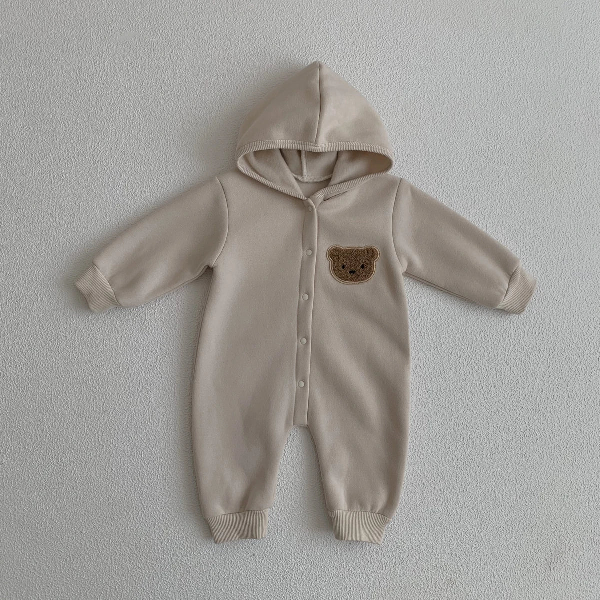 Ready Stock Newborn Baby Clothes Winter Baby Jumpsuit Bear Cute Hooded Baby Bodysuit Warm 0-2 Years Old
