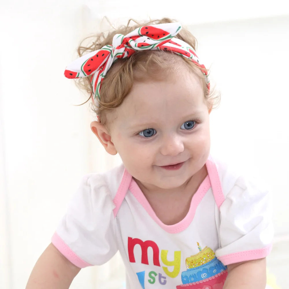 baby girl headband Infant hair accessory fruit bows newborn Headwear rabbit ear Soft Gift Toddlers bandage Ribbon Children Kids