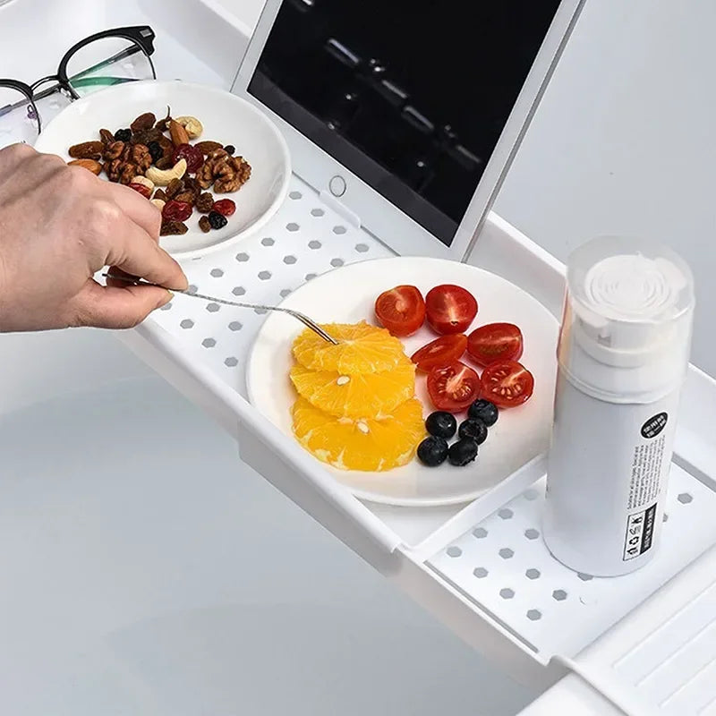 Bathtub Tray Storage Rack Shelf Tub Multi-Function Towel Organizer Retractable Bath Shelf In The Bathroom Bathtub Accessories