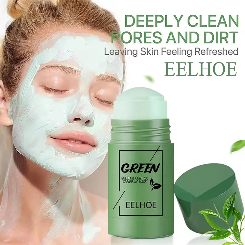 Face Clean Mask Green Tea Stick Deep Cleansing Mud Film Oil Control Remove Blackheads Pores Shrink Beauty Skin Set for Travel