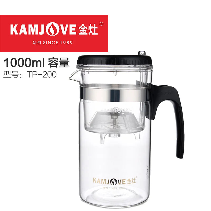 200ml 500ml 1000ml KAMJOVE Heat-resistant Glass Elegant Cup Teapot Kungfu Tea sets Flower Mug Cup Bottle with Press Button