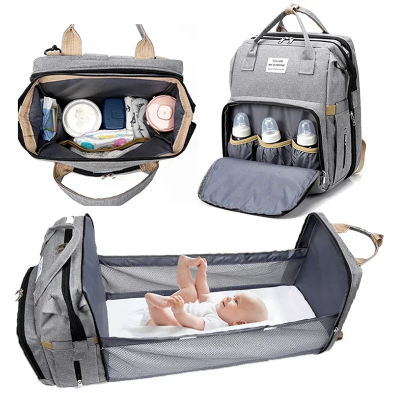 Mommy Diaper Bags Baby Bed Mother Large Capacity Nappy Milk Bottle Backpacks with Changing Mat Convenient Baby Nursing Bags