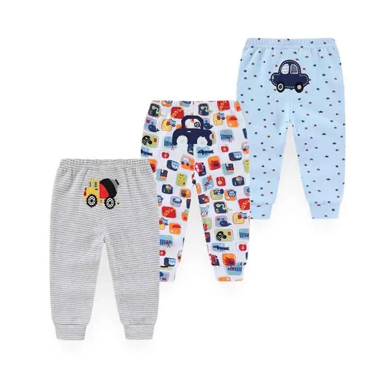 Kiddiezoom 3 PCS Four Seasons Cartoon Unisex Newborn Baby Pants 100%Cotton Soft Girl Baby Boy Girl trousers