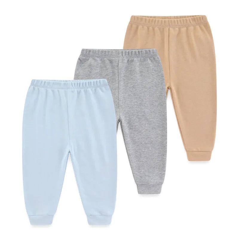 Kiddiezoom 3 PCS Four Seasons Cartoon Unisex Newborn Baby Pants 100%Cotton Soft Girl Baby Boy Girl trousers