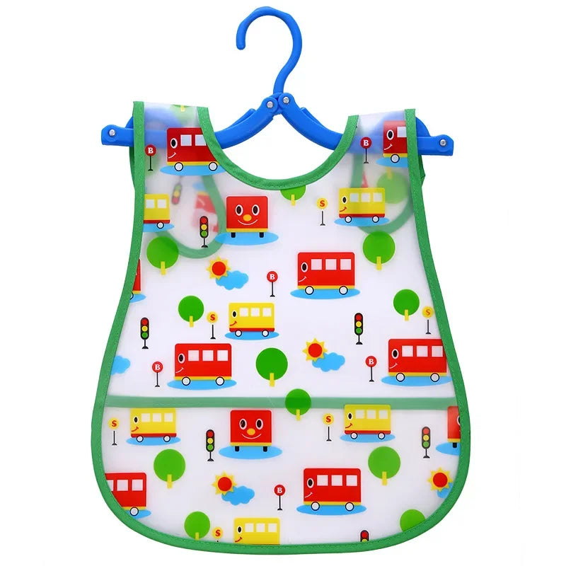 Adjustable Baby Bibs EVA Plastic Waterproof Lunch Feeding Bibs Baby Cartoon Feeding Cloth Children Baby Apron Babador De Bebe