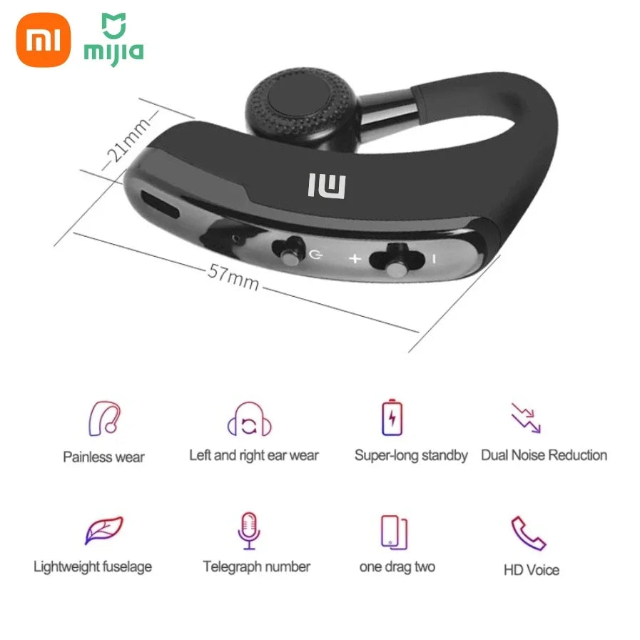 XIAOMI V9 Bluetooth Single Ear Sports Hanging Earphones with Microphone HD Music Business Touch Control Earphones