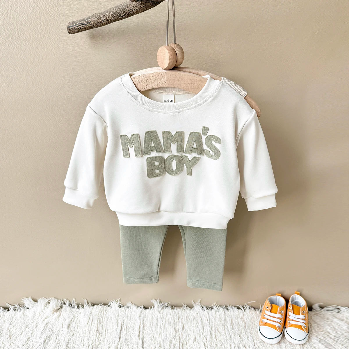 2025 Baby Boy Clothes MAMA'S BOY Sets Fall Baby Girl Infant Outfit Sweatshirt Top Pants 2Pcs Long Sleeve Winter Warm Infant Suit