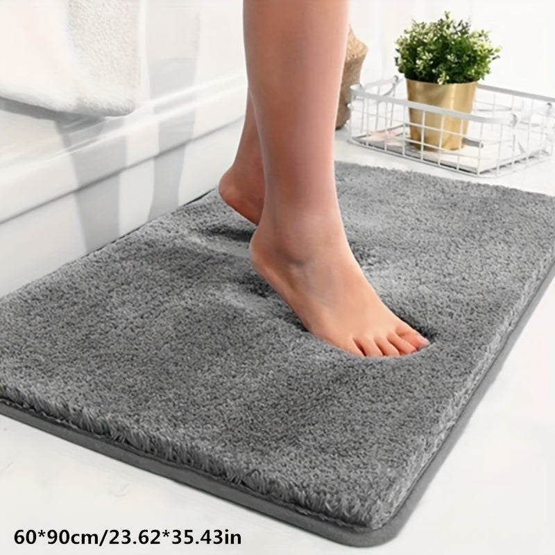 1 Thickened Microfiber Fluffy Long Plush Soft Comfort Mat Bathroom Rug Non-Slip Bath Door Mat for Bedroom Living Room Kitchen Floor Mat, Shedding and Fade-Resistant