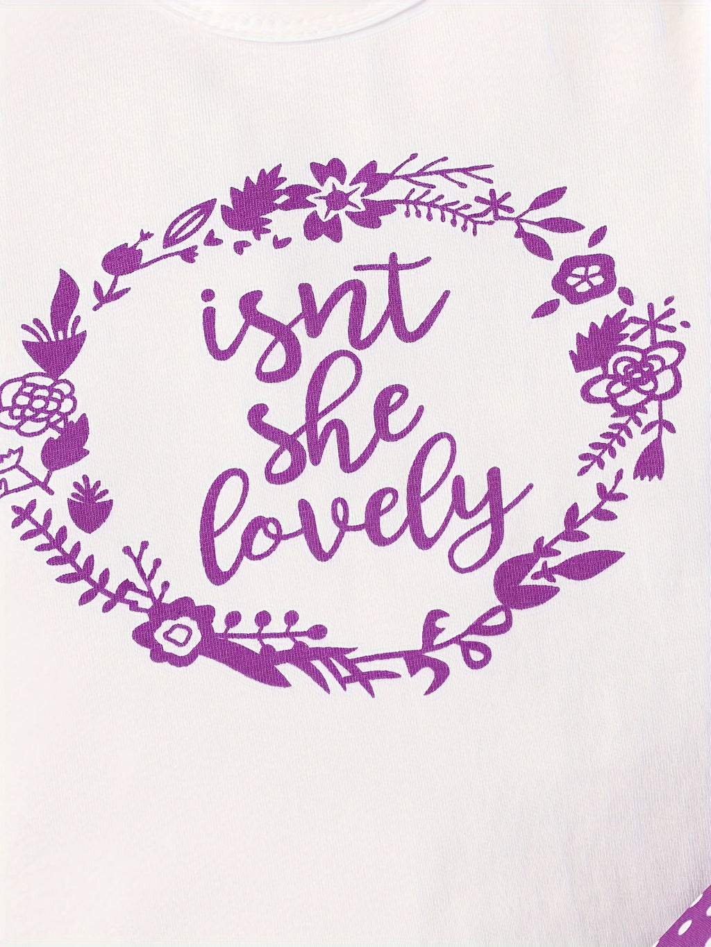 2pcs Baby Girl's Stylish Set, "Isn't She Lovely" Print Long Sleeve Onesie + Polka Dot Pants, Comfy Trendy Outfit Outdoor Clothing