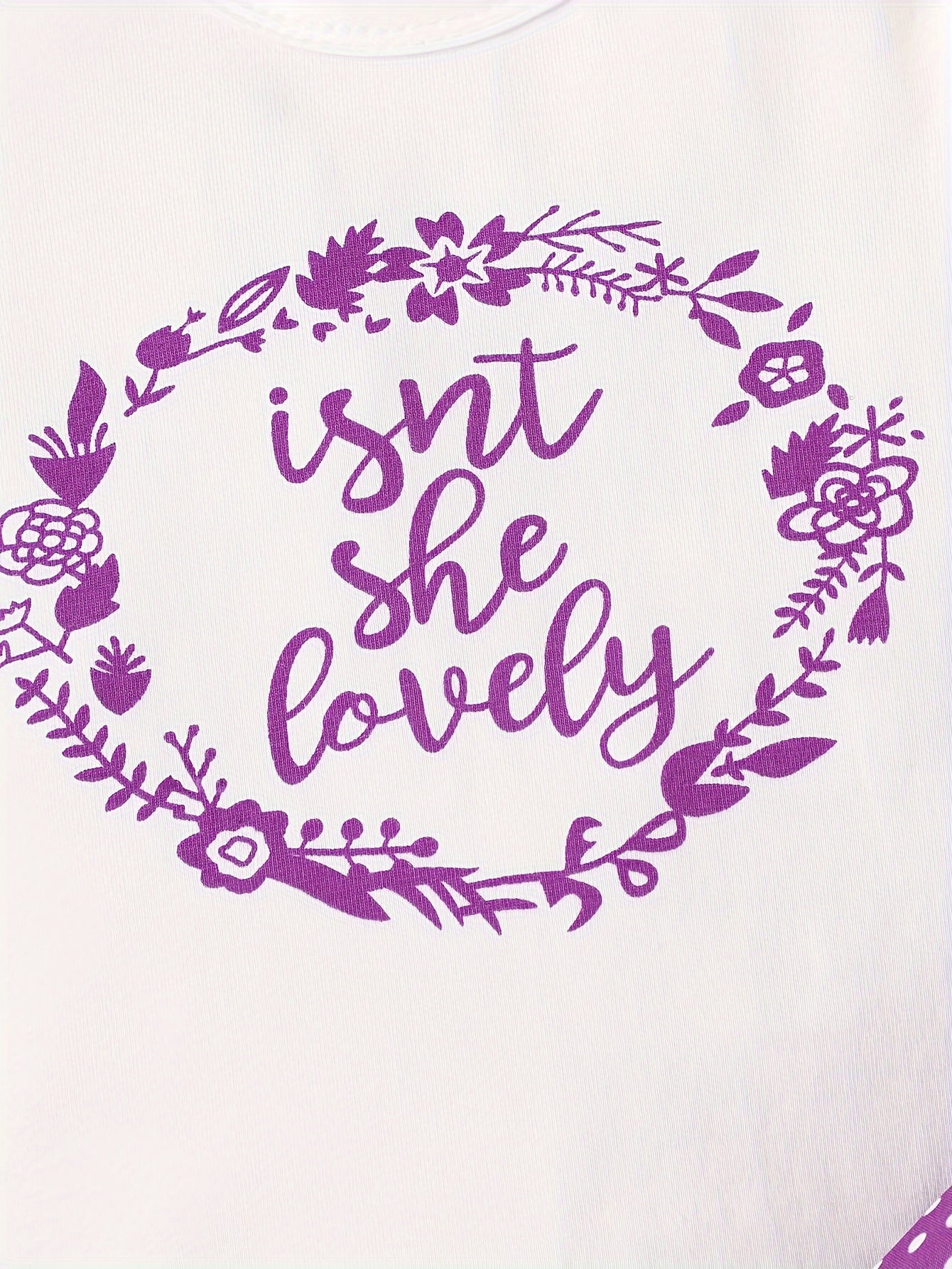 2pcs Baby Girl's Stylish Set, "Isn't She Lovely" Print Long Sleeve Onesie + Polka Dot Pants, Comfy Trendy Outfit Outdoor Clothing