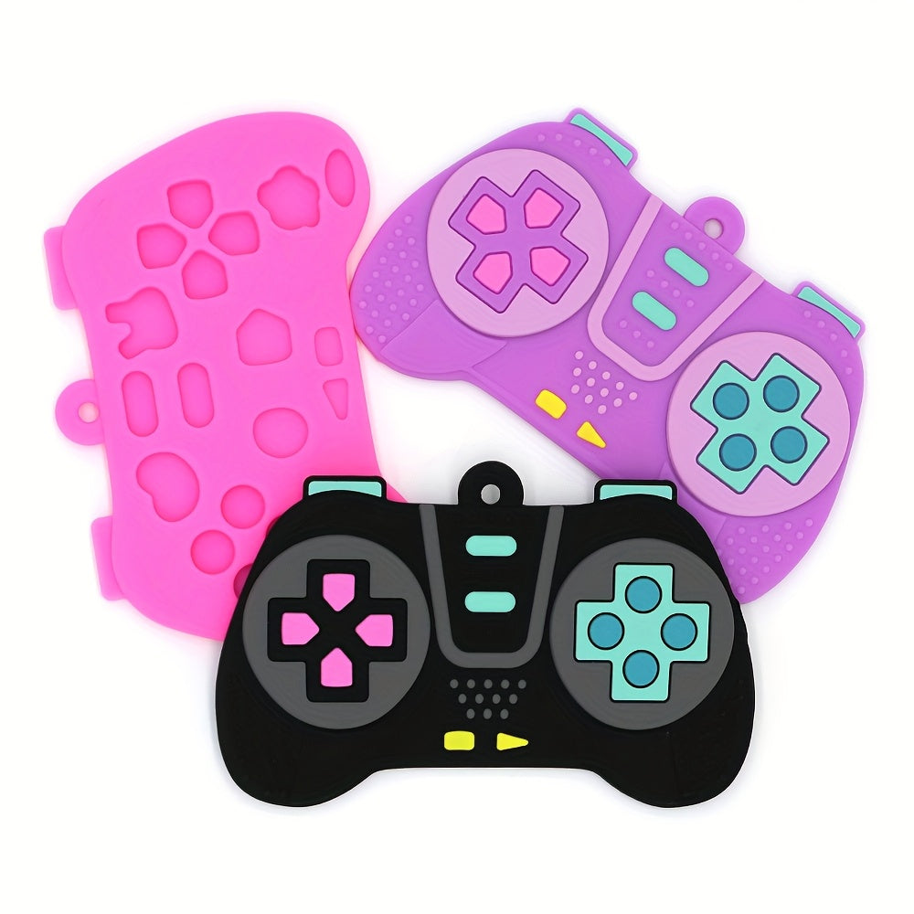 Newborn silicone teething toy game controller shape, baby teething toy, teething period silicone toy, suitable for boys and girls aged 6-24 months as holiday gifts