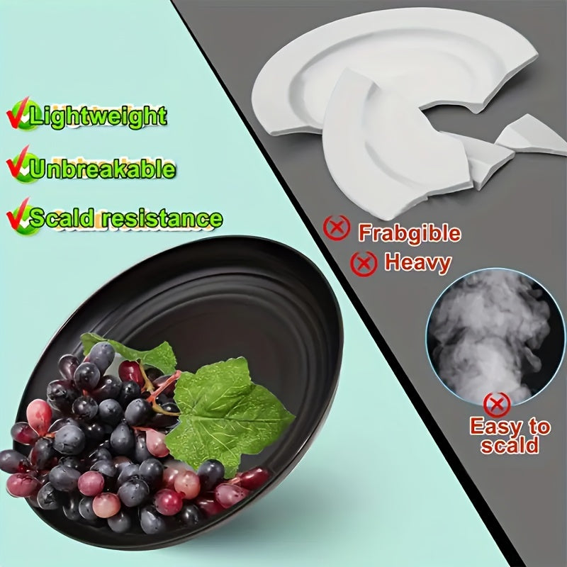 4/16/32pcs, Dinnerware Set, Matte Black Plastic Kitchen Dining Set, Includes 8 Dinner Plates, 8 Dessert Plates, 8 Bowls, 8 Cups Reusable, BPA-Free, For Home And Restaurant Use