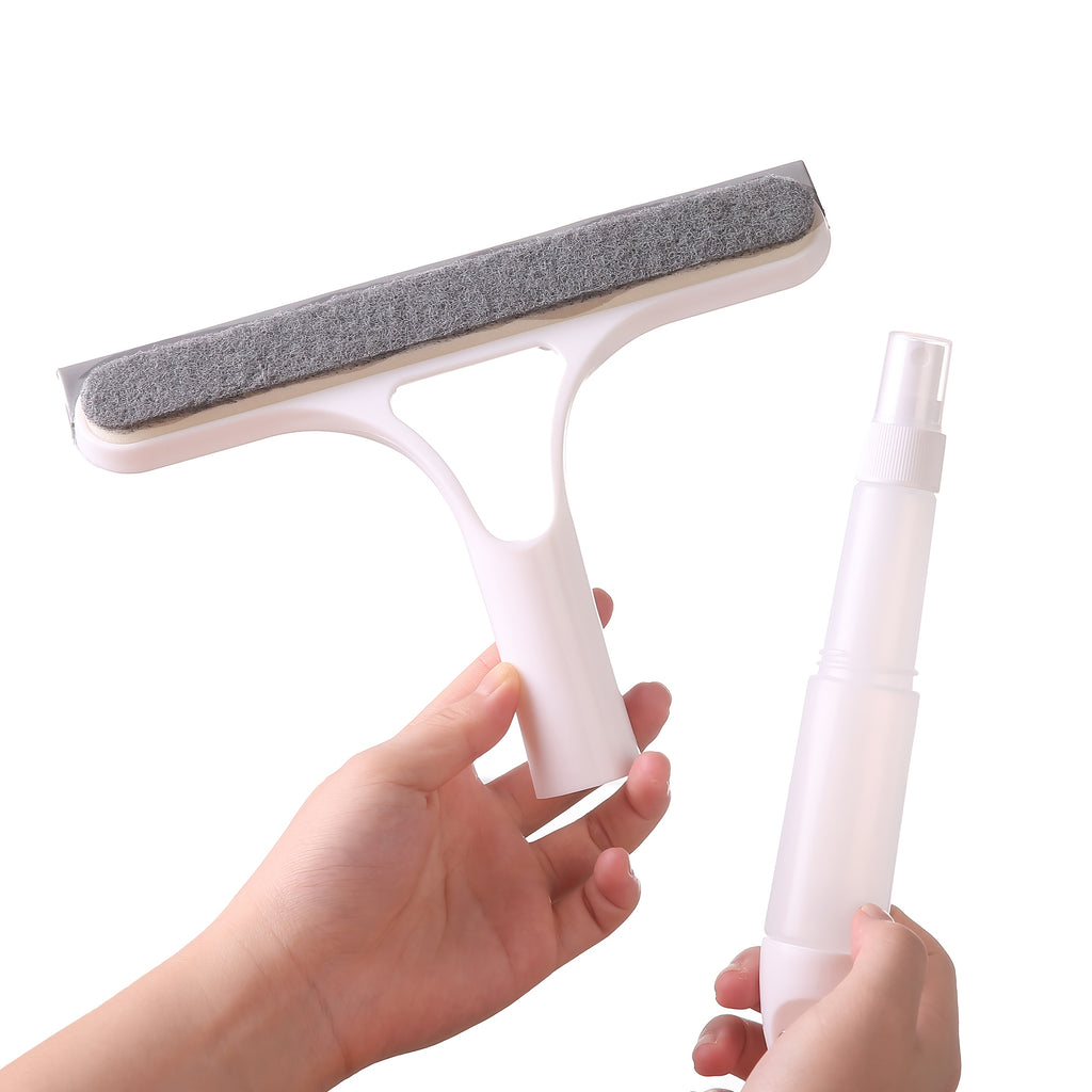 3-in-1 & Mirror Scraper with Removable Microfiber Cloth - Heavy-Duty Plastic Bathroom Window Cleaner, Door, Scraper, and Wiper - No Electricity Needed, Ideal for Home Use