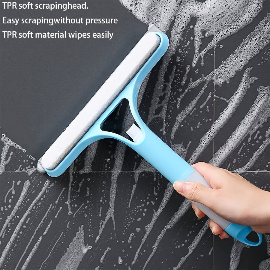 3-in-1 & Mirror Scraper with Removable Microfiber Cloth - Heavy-Duty Plastic Bathroom Window Cleaner, Door, Scraper, and Wiper - No Electricity Needed, Ideal for Home Use