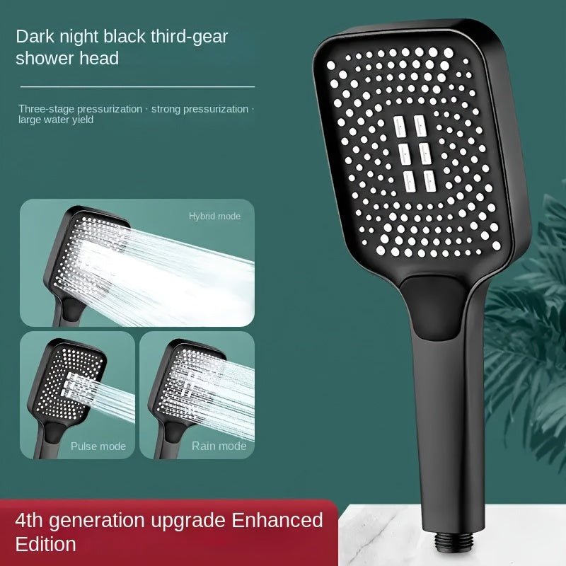 Square Button Shower Head: Ultra-Powerful Boosted Water Pressure Square Large Nozzle Rainfall Handheld Shower for Home Hot Water Heater