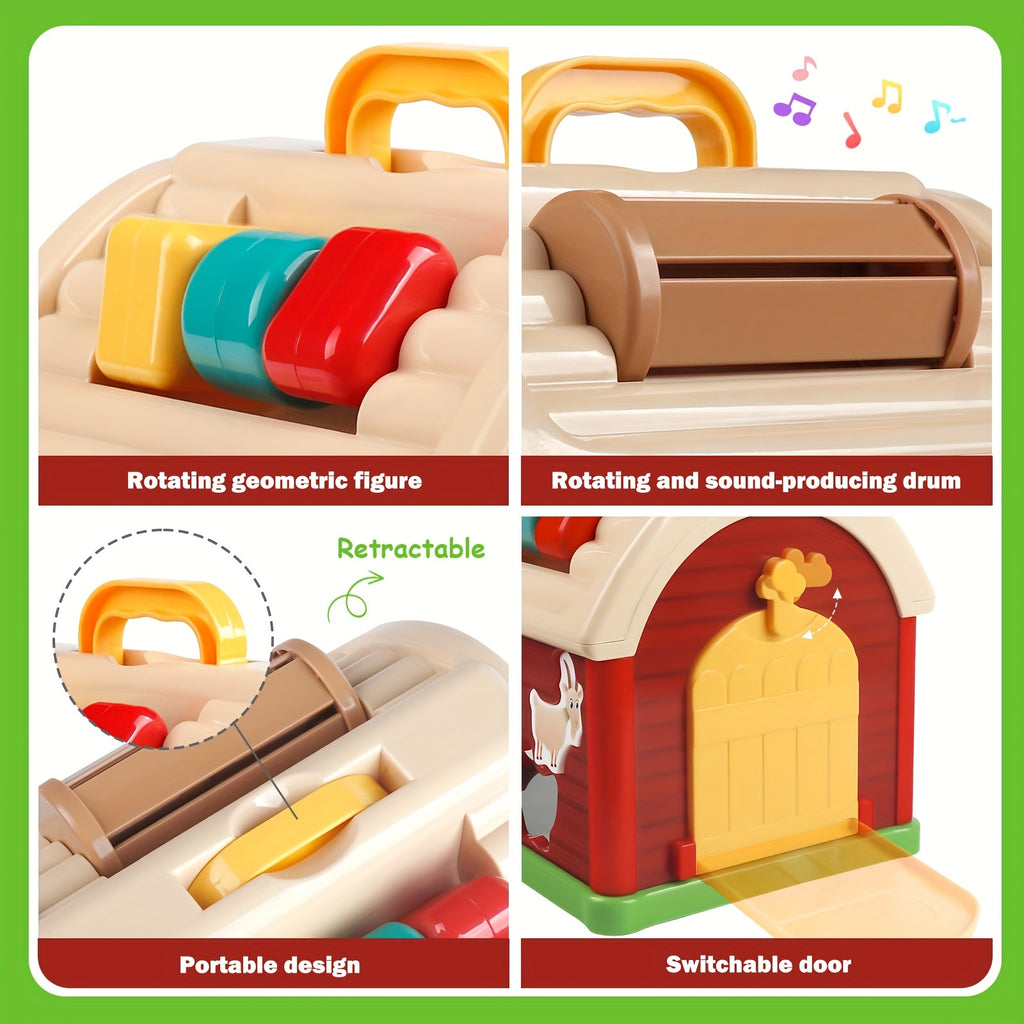 Farm animal toy children Plunack, Montessori sensory toy educational game, baby toy shape sorting machine farm, toddler girls and boys, birthday holiday Easter gifts for children aged 1-3