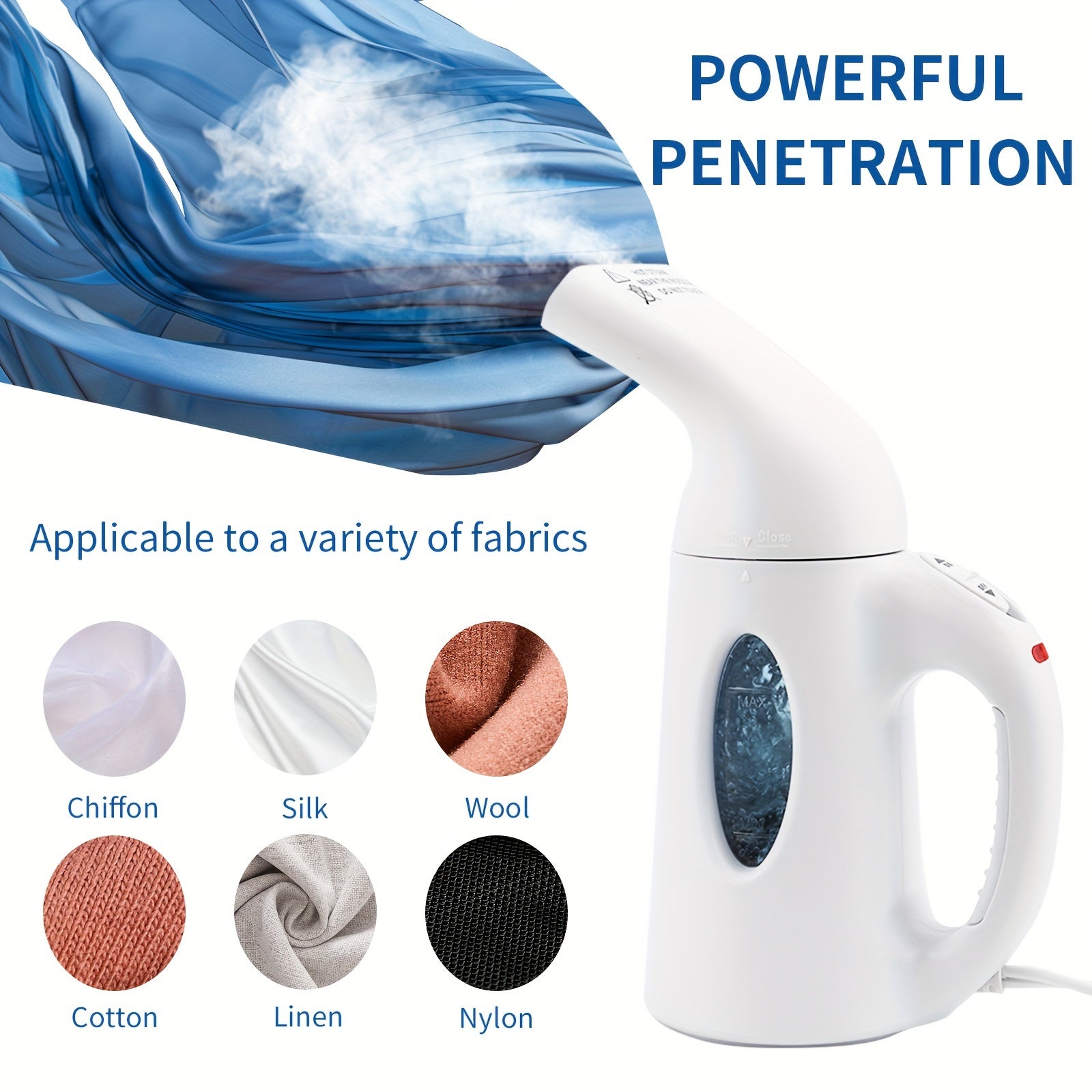 Steamer For Clothes, Portable Garment Steamer Handheld Design, 850W, Strong Penetrating Steam, Removes Wrinkle, For Home, Office And Travel (UK)