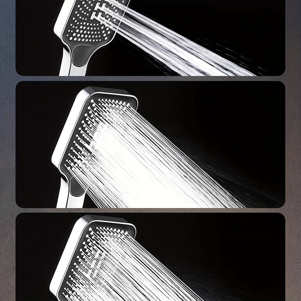 Square Button Shower Head: Ultra-Powerful Boosted Water Pressure Square Large Nozzle Rainfall Handheld Shower for Home Hot Water Heater