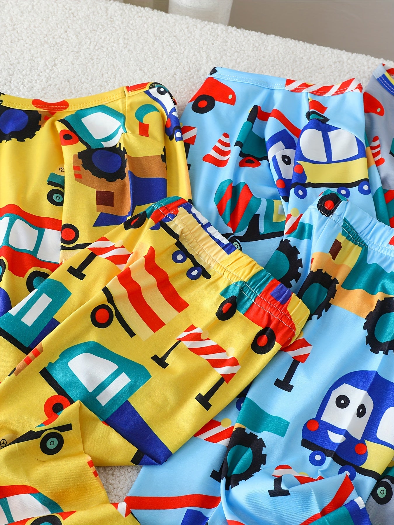 3 Sets 6pcs Baby Boy's Small Car Print Long Sleeves & Pants Set, Comfortable & Skin-friendly Style Underwear For Baby Boys