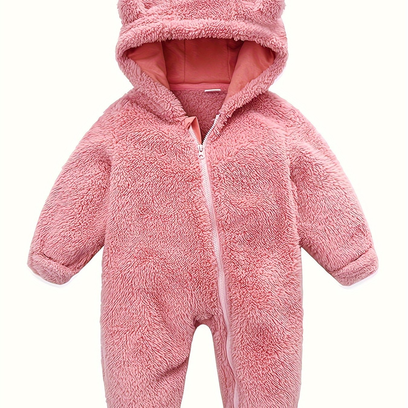 Skytwo Cozy Navy Blue Polar Fleece Baby Jumpsuit with Cute Bear Ears Hood - Soft, Warm, Windproof, Easy-Diaper Zipper, Elastic Cuffs for Winter Comfort, Baby Romper, Perfect for Outdoor