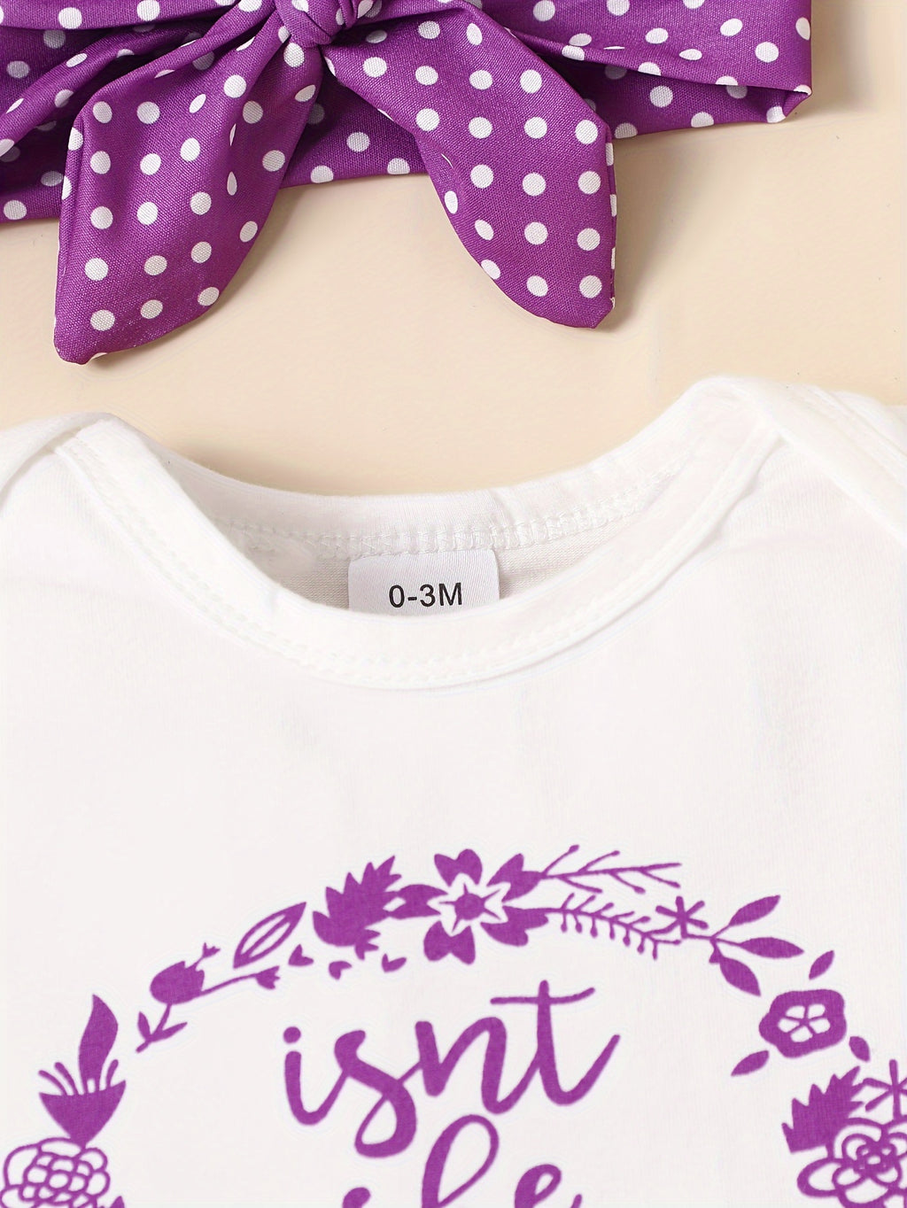 2pcs Baby Girl's Stylish Set, "Isn't She Lovely" Print Long Sleeve Onesie + Polka Dot Pants, Comfy Trendy Outfit Outdoor Clothing