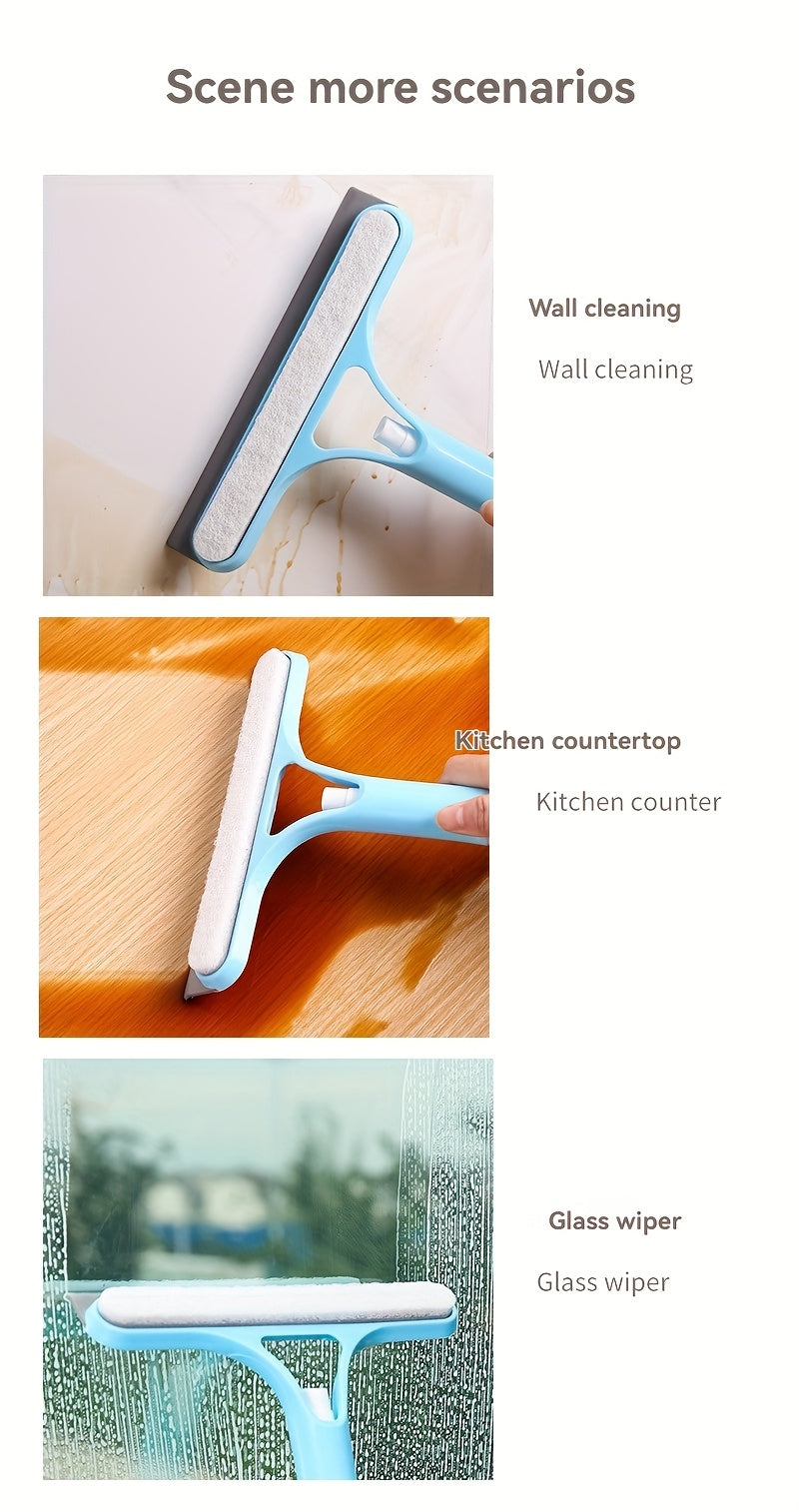 3-in-1 & Mirror Scraper with Removable Microfiber Cloth - Heavy-Duty Plastic Bathroom Window Cleaner, Door, Scraper, and Wiper - No Electricity Needed, Ideal for Home Use
