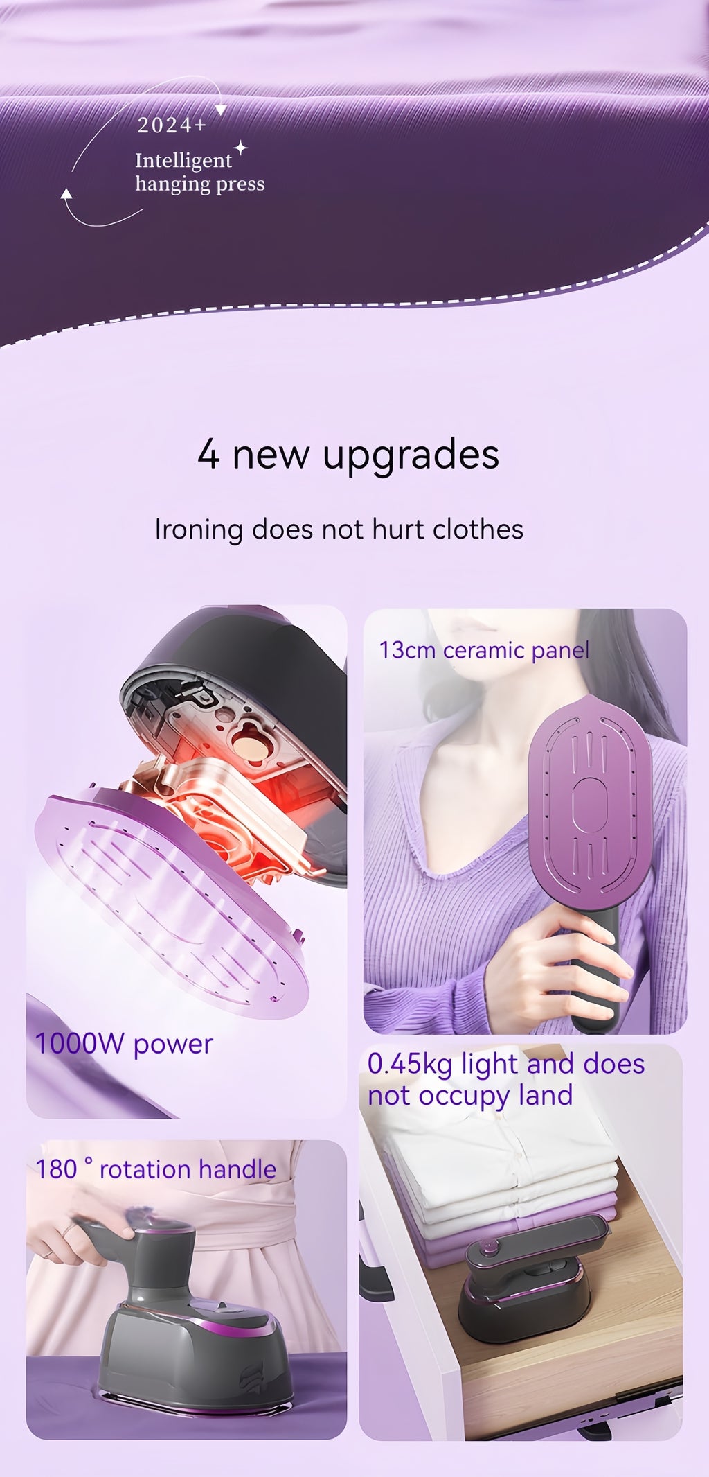 British Standard CY-601 Iron, Professional Level Handheld Ironing Machine with Large Capacity Water Tank, Supercharged Steam, Flat Perm/Hanging Perm, Dry and Wet Comfort for All Fabrics, No Battery Needed, 220-240V, British P