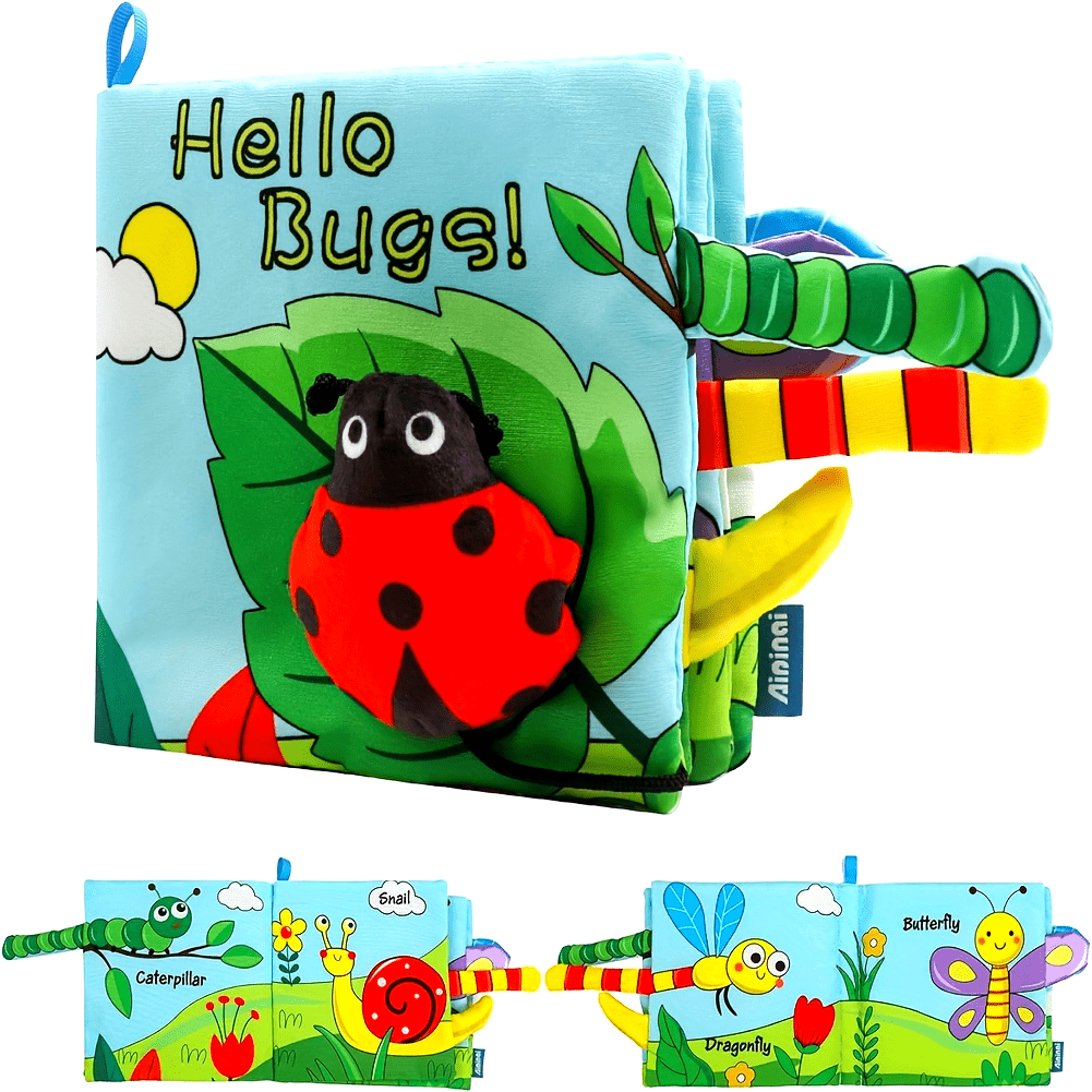 USATDD Soft Baby Books - High Contrast Touch and Feel Crinkle Cloth Books for Infants, Non-Toxic Fabrics, Educational Tummy Time Toys with Sound and Movement, Ideal Christmas Baby Shower Gift for Newborns, Newborn Gift|Playfu