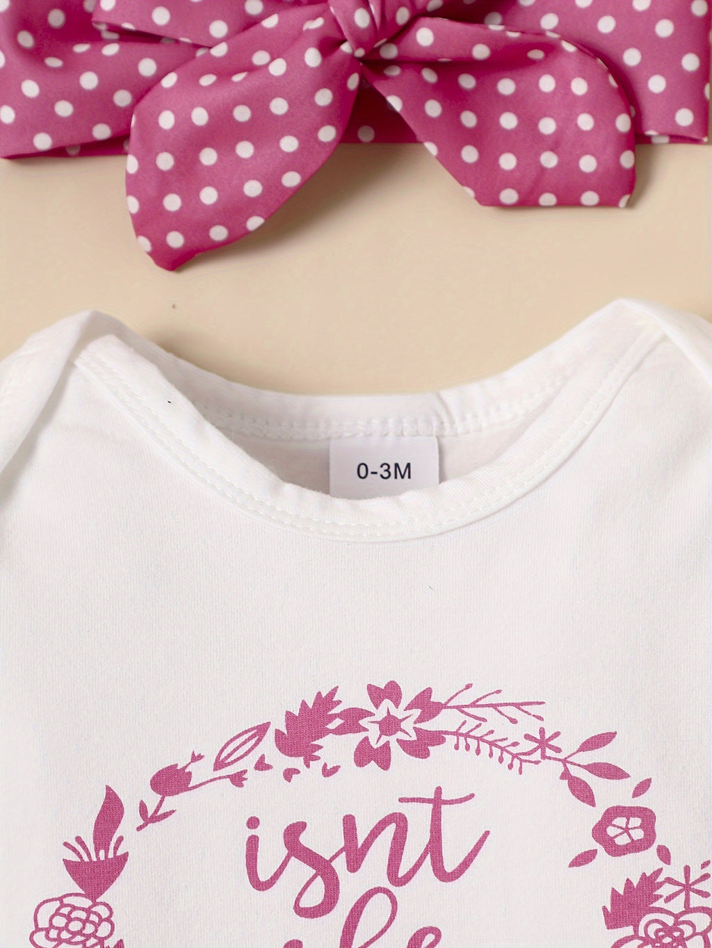 2pcs Baby Girl's Stylish Set, "Isn't She Lovely" Print Long Sleeve Onesie + Polka Dot Pants, Comfy Trendy Outfit Outdoor Clothing