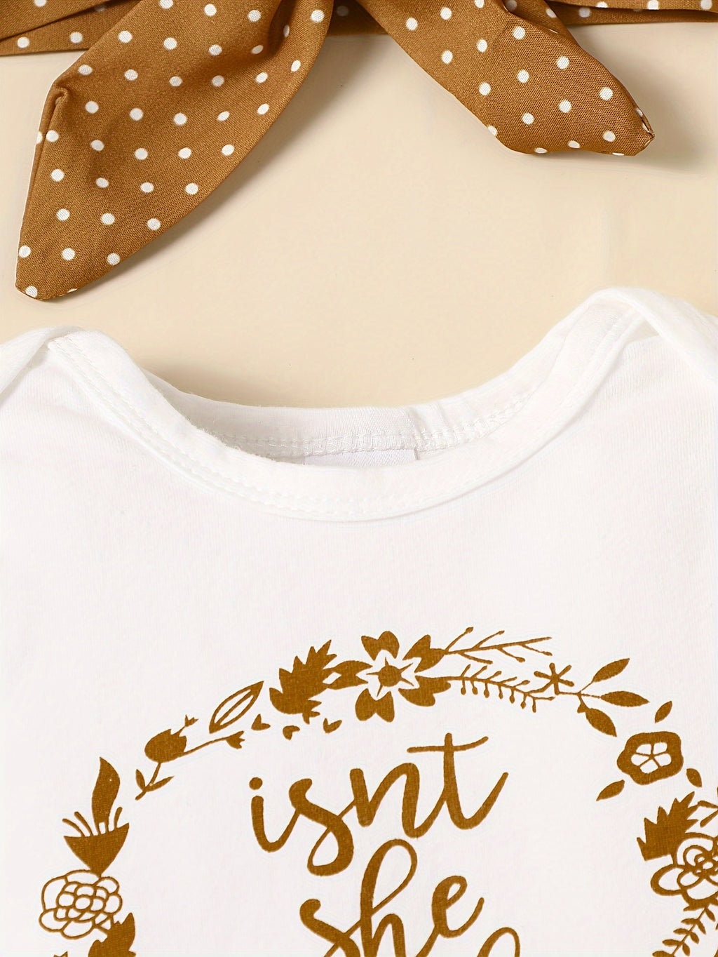 2pcs Baby Girl's Stylish Set, "Isn't She Lovely" Print Long Sleeve Onesie + Polka Dot Pants, Comfy Trendy Outfit Outdoor Clothing