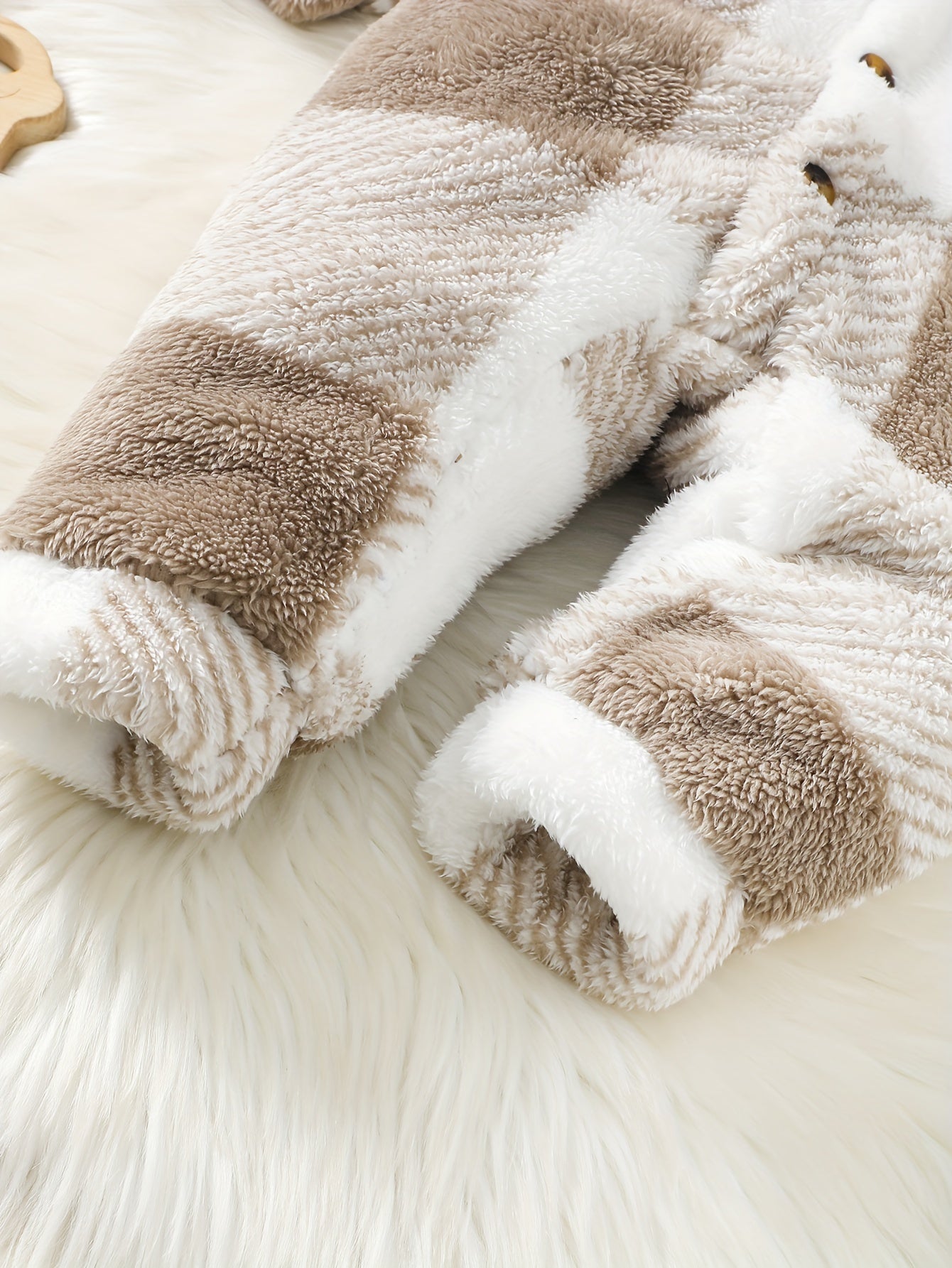 Baby Boy Autumn And Winter Style Fluffy Plaid Pocket Cute Long Sleeve Jumpsuit, For Outdoor