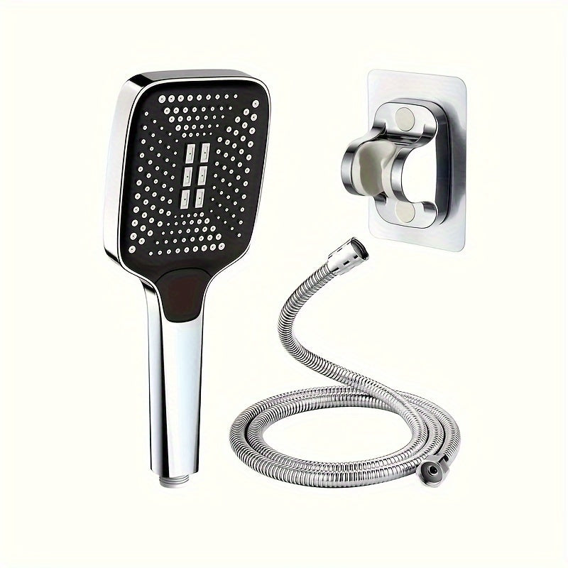 Square Button Shower Head: Ultra-Powerful Boosted Water Pressure Square Large Nozzle Rainfall Handheld Shower for Home Hot Water Heater
