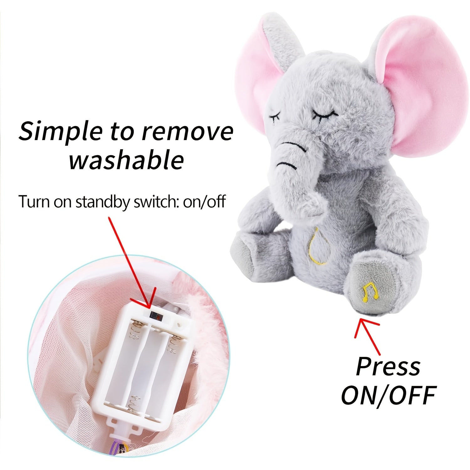 Breathing Stuffed Animal Calming Soothers for Sleep Heartbeat Plush with Music Lights and Rhythmic Breathing Motion Portable Plush Sound Machine, The Perfect Sleep Buddy, Baby Boy Gifts