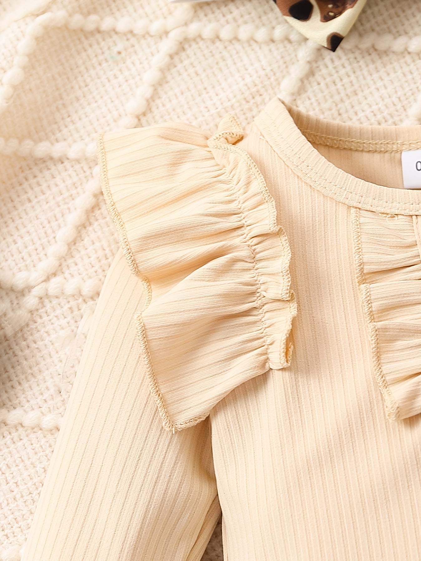 Cute Baby 3pcs Outfits - Floral/leopard Pants & Ruffle Long Sleeve Infant Romper & Headband Set Outdoor Set