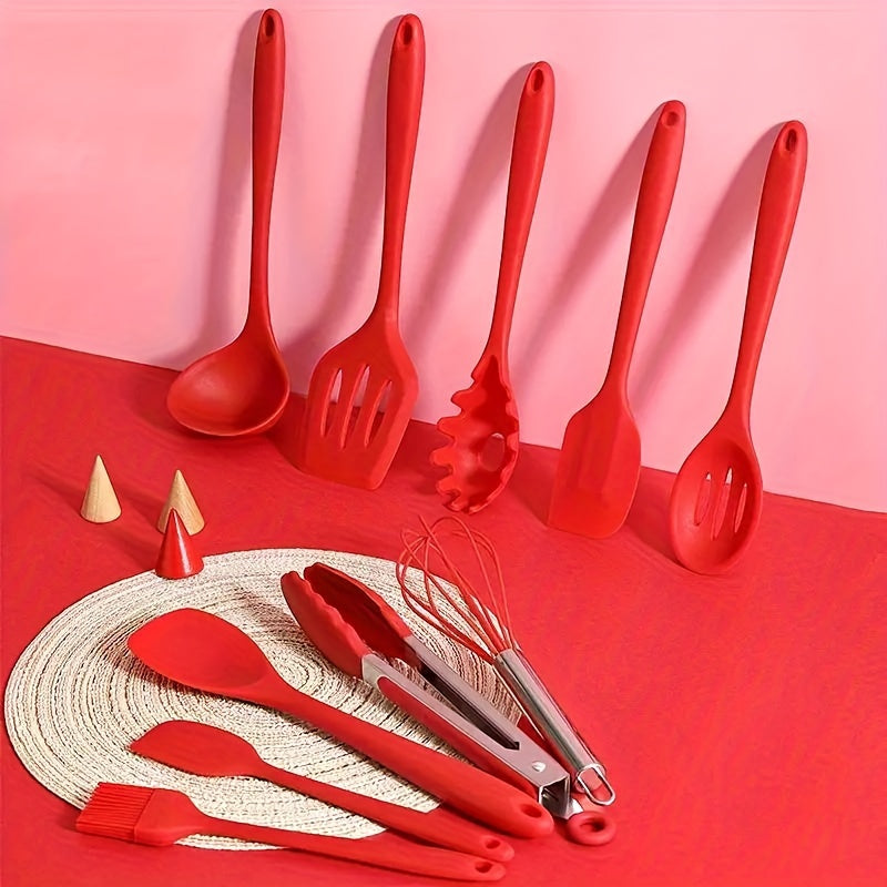 10pcs Premium Heat Resistant Silicone Kitchen Utensils Set - Non-Stick, Easy to Clean, Durable Kitchen Tools for Cooking, Baking, and Serving - Back to School Essentials, Household Baking Kit, and Kitchenware for Home Cooks