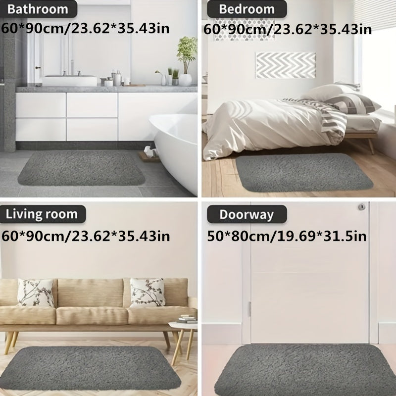 1 Thickened Microfiber Fluffy Long Plush Soft Comfort Mat Bathroom Rug Non-Slip Bath Door Mat for Bedroom Living Room Kitchen Floor Mat, Shedding and Fade-Resistant
