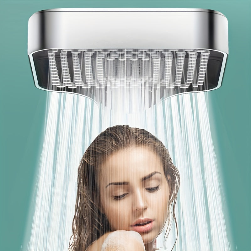 Square Button Shower Head: Ultra-Powerful Boosted Water Pressure Square Large Nozzle Rainfall Handheld Shower for Home Hot Water Heater
