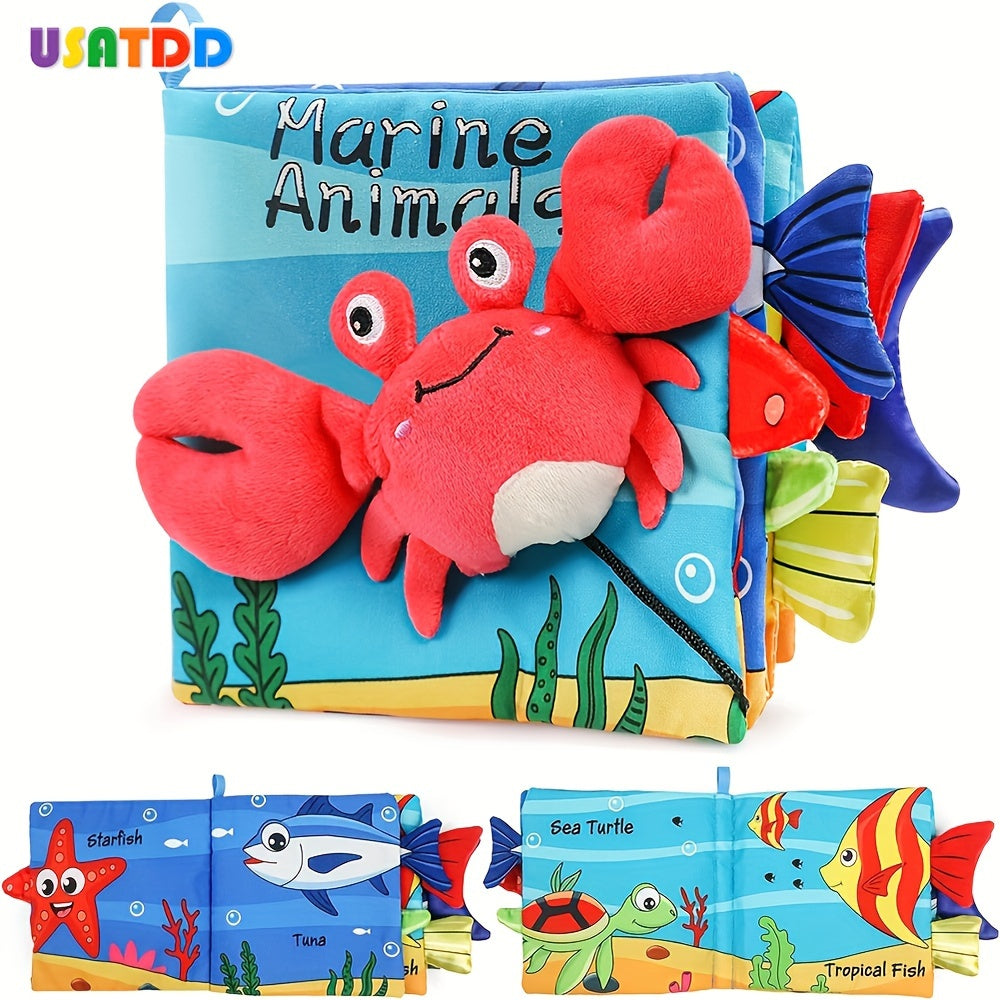 USATDD Soft Baby Books - High Contrast Touch and Feel Crinkle Cloth Books for Infants, Non-Toxic Fabrics, Educational Tummy Time Toys with Sound and Movement, Ideal Christmas Baby Shower Gift for Newborns, Newborn Gift|Playfu