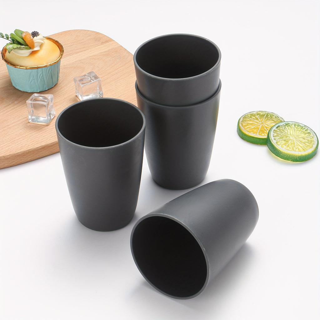 4/16/32pcs, Dinnerware Set, Matte Black Plastic Kitchen Dining Set, Includes 8 Dinner Plates, 8 Dessert Plates, 8 Bowls, 8 Cups Reusable, BPA-Free, For Home And Restaurant Use