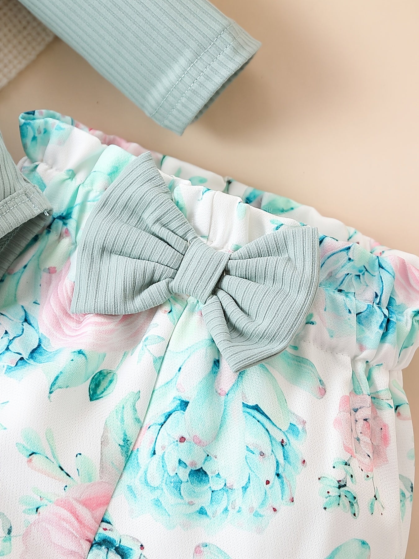 Cute Baby 3pcs Outfits - Floral/leopard Pants & Ruffle Long Sleeve Infant Romper & Headband Set Outdoor Set