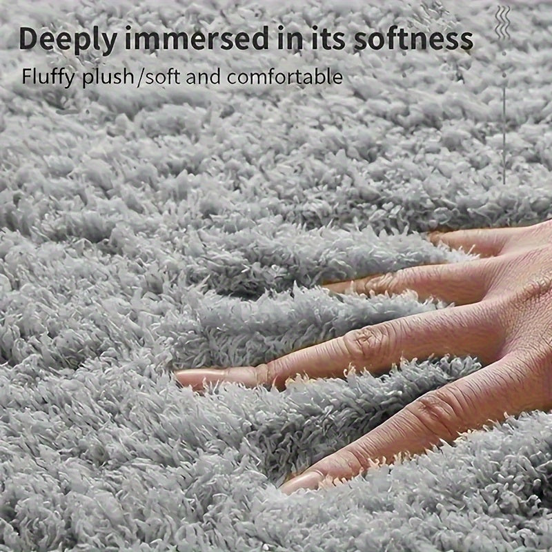 1 Thickened Microfiber Fluffy Long Plush Soft Comfort Mat Bathroom Rug Non-Slip Bath Door Mat for Bedroom Living Room Kitchen Floor Mat, Shedding and Fade-Resistant