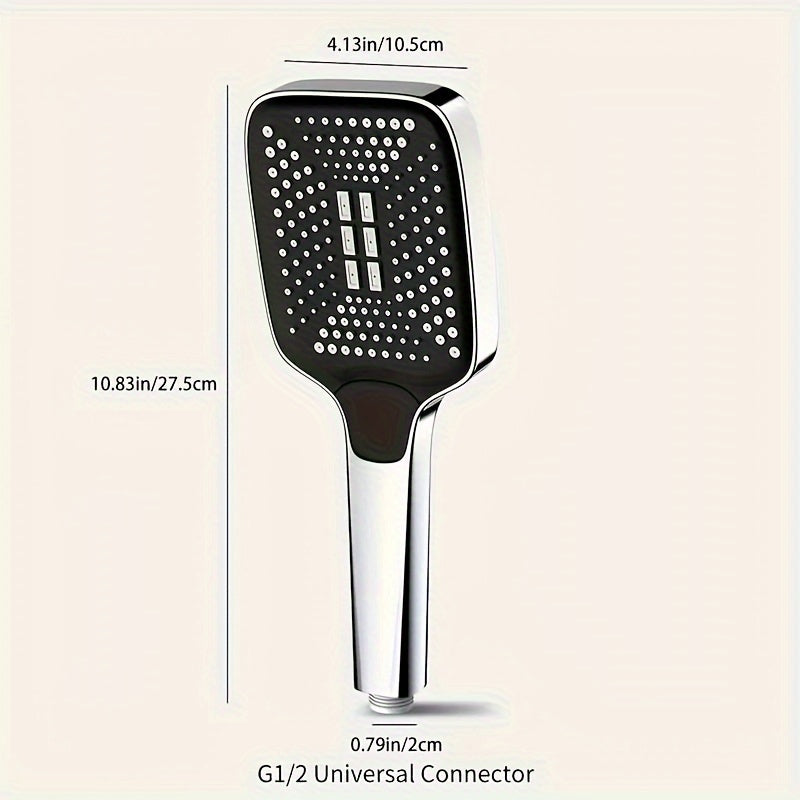 Square Button Shower Head: Ultra-Powerful Boosted Water Pressure Square Large Nozzle Rainfall Handheld Shower for Home Hot Water Heater