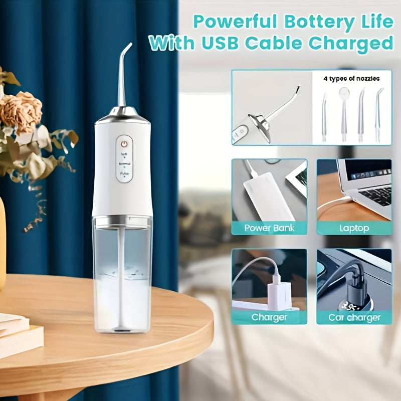 Electric Water Flossers For Teeth, Whitening Dental Oral Irrigator With 4 Jet Tips Nozzles, Waterproof Whitening Teeth Brush Kit At Home And Travel