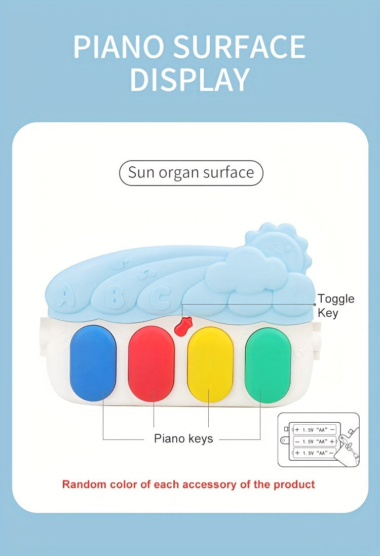 Multifunctional Baby Play Mat with Fitness Gym, Newborn Activity Playmat with Hanging Rattles, Music Box, Kick n Play Piano, Light-Up Keys, Animal & Space Theme, Non-Toxic Plastic, 0-3 Years