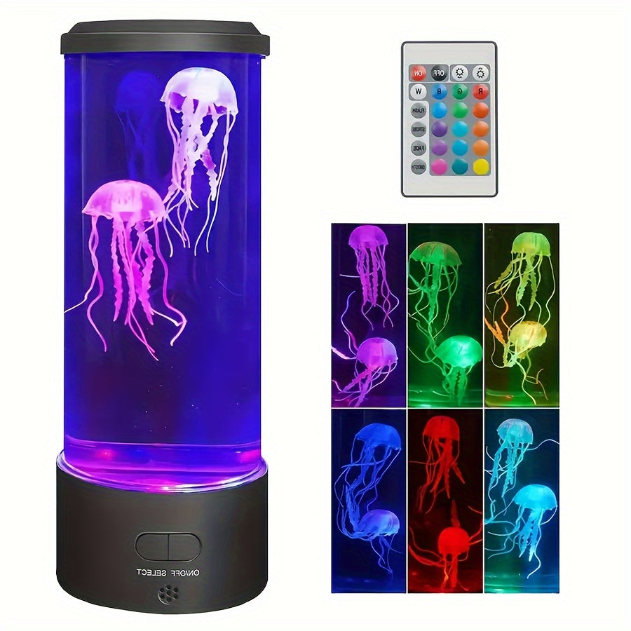 LED Jellyfish Lava Lamp - USB Powered Artificial Jellyfish Aquarium Lamp, Color Changing Night Light for Home Office Room Desk Decor, Perfect Christmas Birthday Romantic Gift for Parents