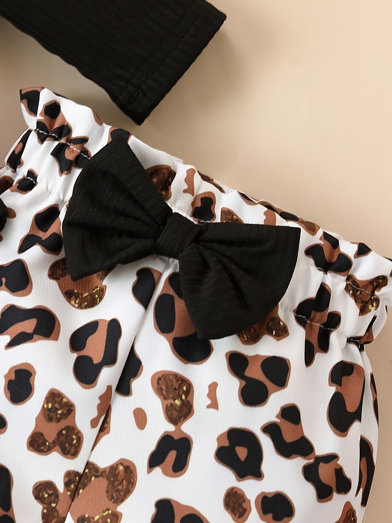 Cute Baby 3pcs Outfits - Floral/leopard Pants & Ruffle Long Sleeve Infant Romper & Headband Set Outdoor Set